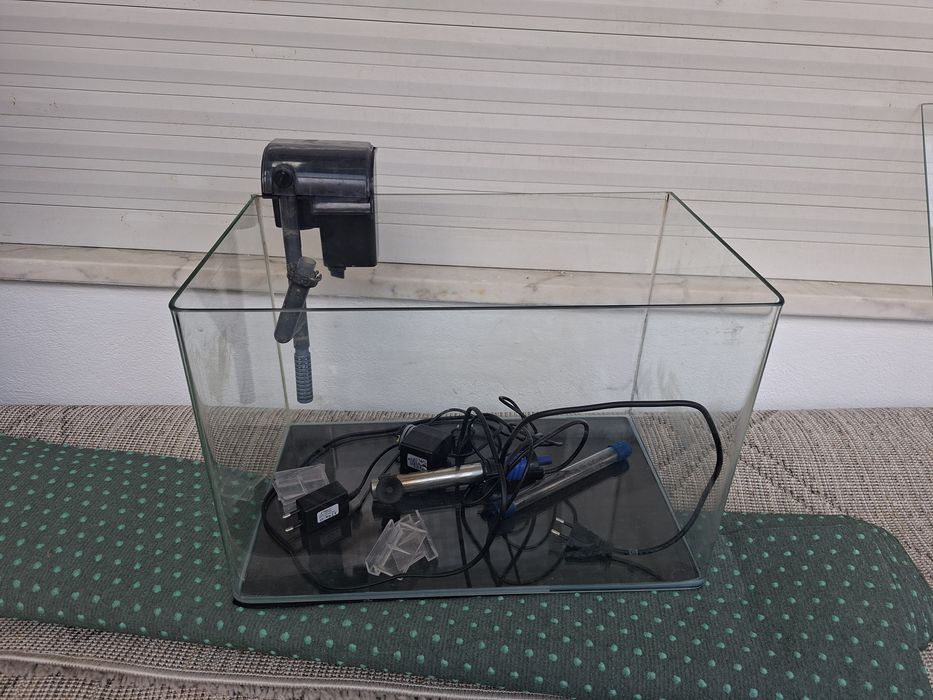 Aquário com acessórios