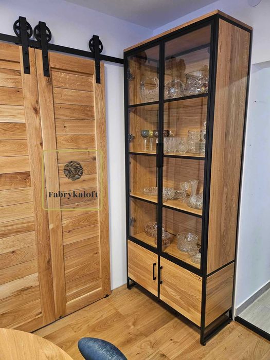 Witryna , Komoda , witryna dębowa , LOFT , Biblioteczka