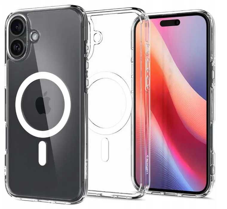Etui Spigen do iPhone 16, do MagSafe plecki case z osłoną przycisku + szkło