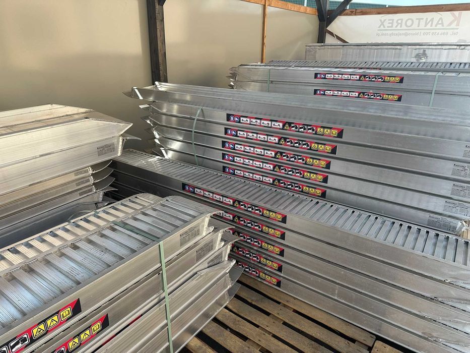 Najazdy Samochodowe Aluminiowe do Lawety, Transportu Samochodów, Koparek, Włoskie Aluminium i Certyfikat CE, Wysyłka Cała Polska, FV i GWARANCJA