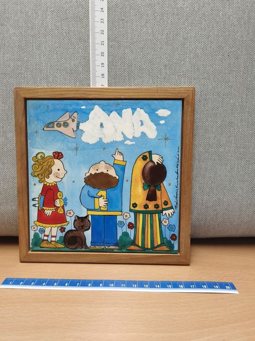 Quadro com azulejo pintado mão