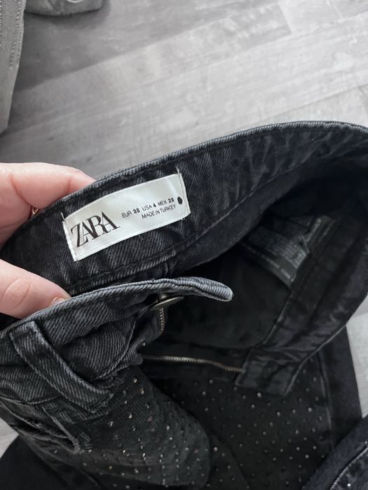 Zara dzinsy jeansy spodnie cyrkonie dzety blyszczace 36 nowe