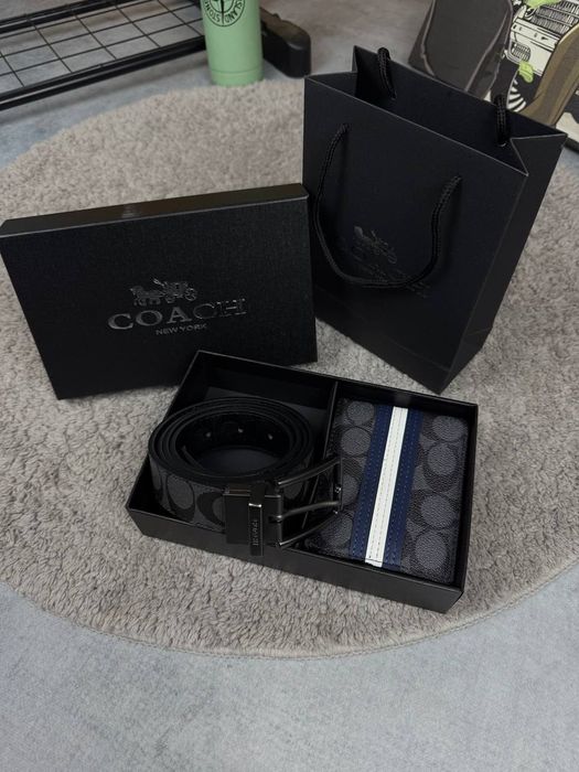 Чоловічий набір Coach ремень сумка барсетка кошелек мужской Набор Коач