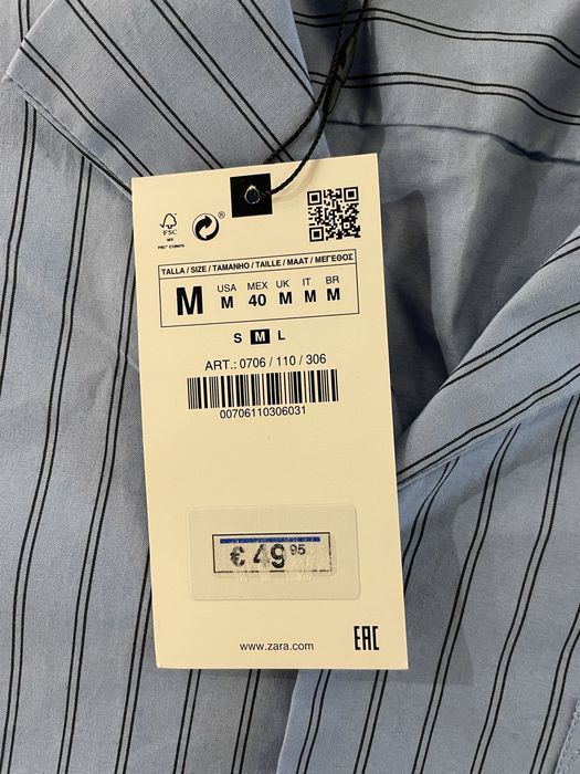Camisa Azul às Riscas Zara Man