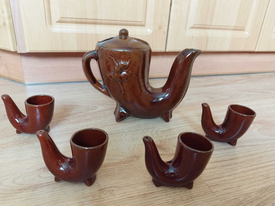 Dzbanek Karafka mleczniki zestaw Gliniane PRL