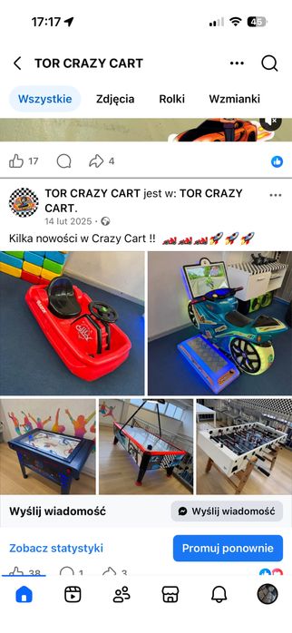 Sala zabaw / tor gokartowy CRAZY CART