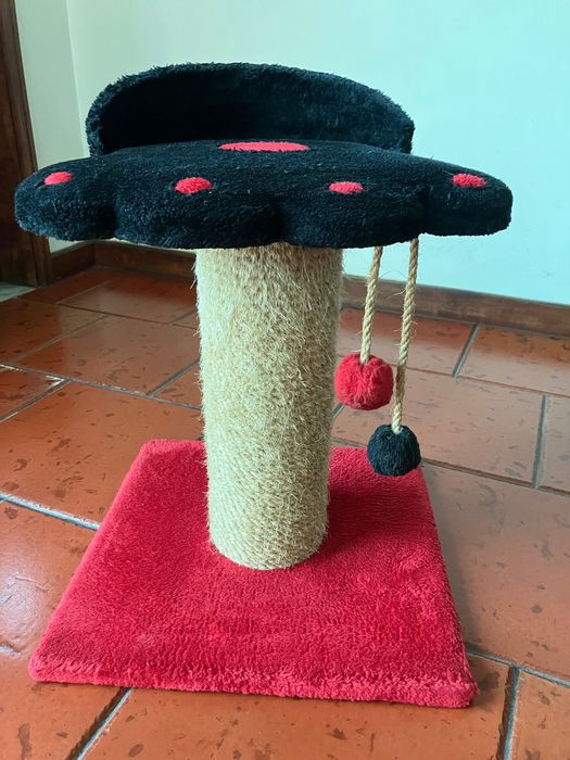 Arranhador de tronco grosso e com descanso revestido