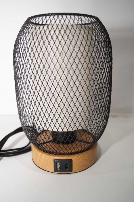 WS229 DeeCozy lampka biurkowa nocna z abażurem dwuwarstwowym port USB