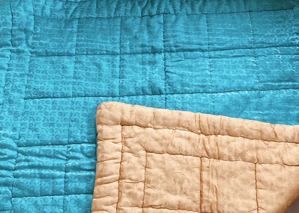 Kołdra z czasów PRL 180x160 żółty niebieski