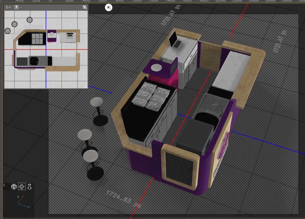 Balcão - Expositor, ideal para marcas de comida rapida ou gelados.