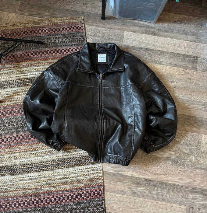 baggy leather Bershka y2k streetwear brown Jacket Bomber L Розмір шкіряний вінтажний Бомбер