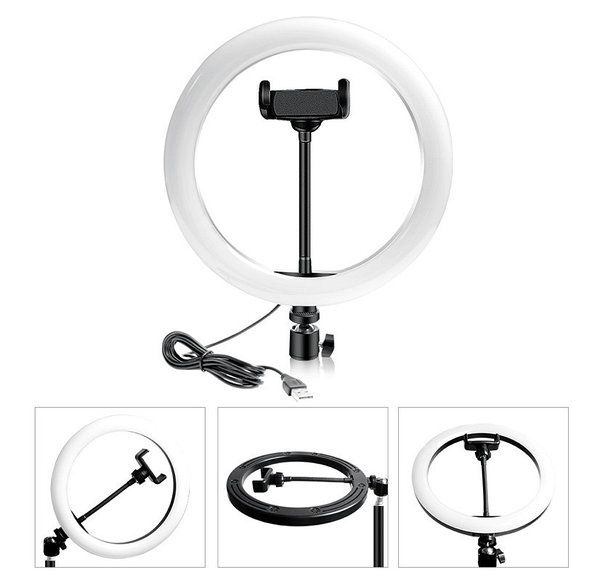 Набор блогера 6в1.Кольцевая лампа 26см RGB,штатив 2м,держатель.