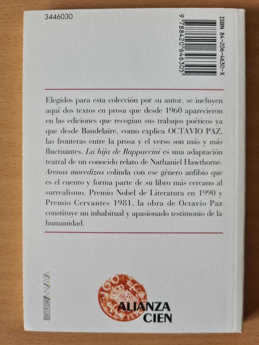 Livro "Arenas Movedizas - La Hija de Rappaccini" de Octavio Paz