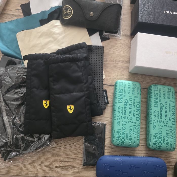Etui na okulary Markowe & Wzorzyste (Prada, Ray-Ban, Ferrari, Jimmy Choo) + Ściereczki | NOWE