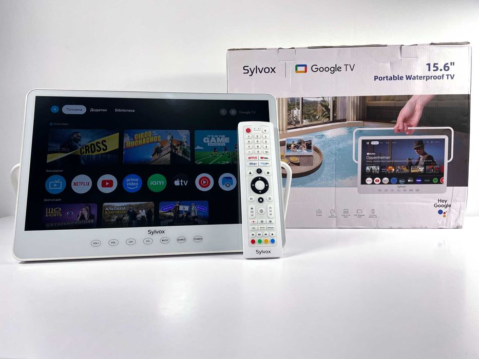 SYLVOX Портативний ТВ з Google TV, 15.6" екран, до 6 годин батарея