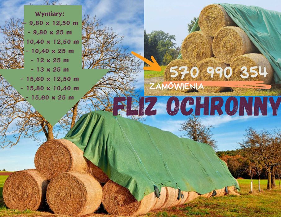 Plandeka, fliz ochronny, włóknina ochronna na słomę Belki, STOGI