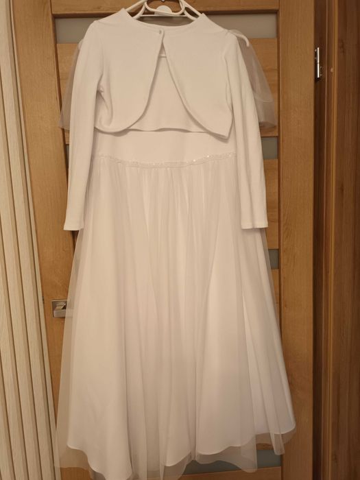 Sukienka komunijna, torebka, bolerko i wianek