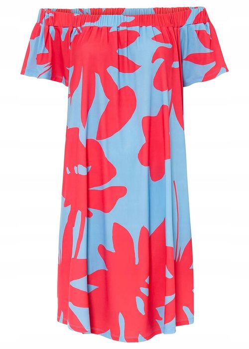 Luźna sukienka carmen z nadrukiem r.36/38