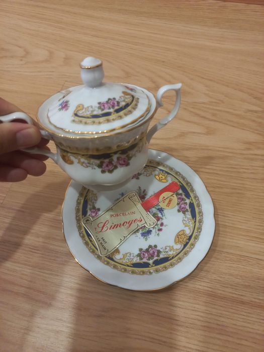Conjunto 3 peças Limoges, muito detalhado
