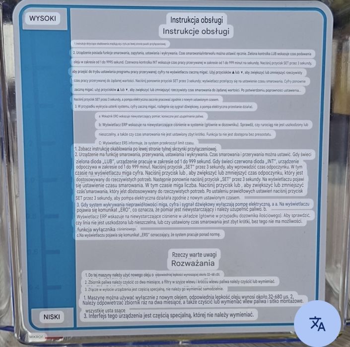 Automatyczna pompka centralnego smarowania 2L  110V i 230V