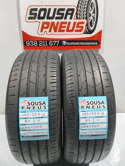 2 pneus semi novos 195-55R16 Hankook - Oferta dos Portes