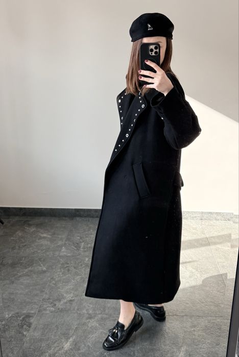 Пальто вовняне Souvenir італійське довге чорне брендове