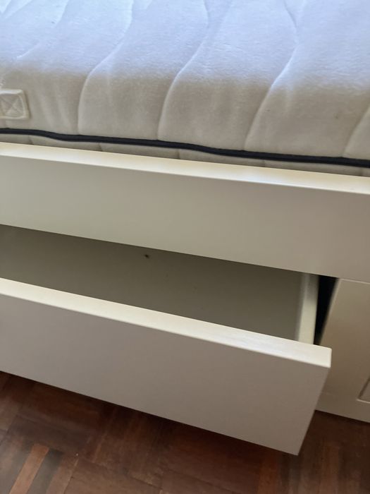 BRIMNES Cama individual c/2 gav, branca, 80x200 e colchão Sultan
