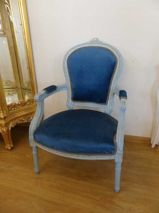 FOTEL BAROK niebieski