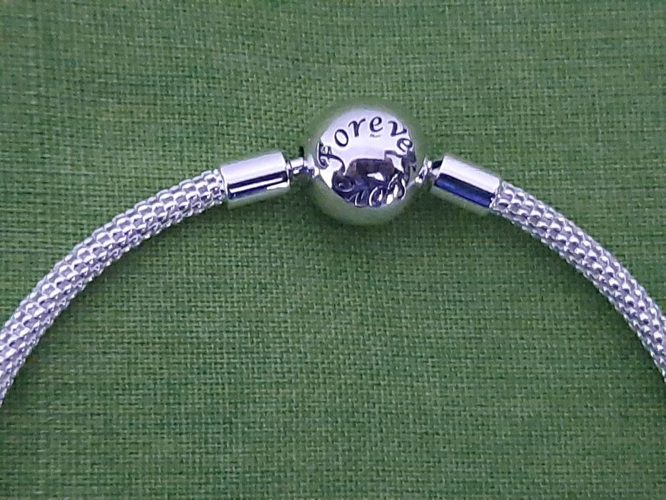 Pulseira prata esterlina "Forever Family/ Forever Love" 17cms