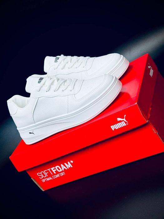 Женские кроссовки Puma Белые кожаные летние стильные беговые лёгкие кросівки пума жіночі шкіряні білі кросівки пума бігові легкі стильні пума