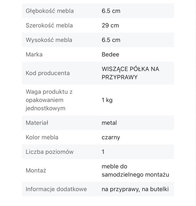 Półka na przyprawy