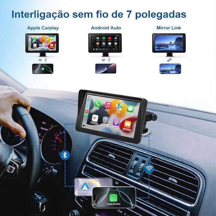 Ecrã Multimédia 7” CarPlay/Android Auto + Câmara de Marcha-Atrás