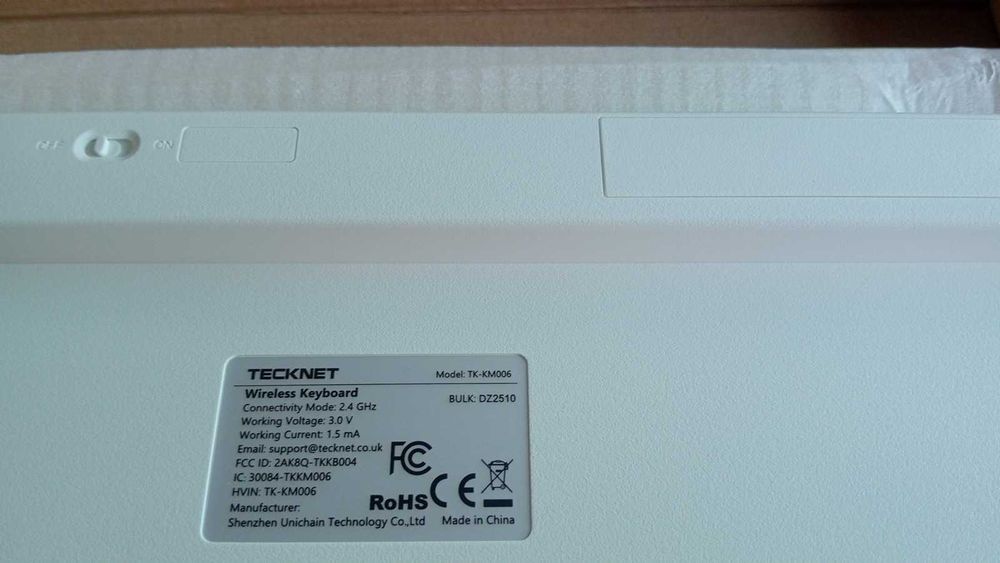 Kit Teclado e Rato Sem Fios TECKNET TK-KM006 Branco Novo