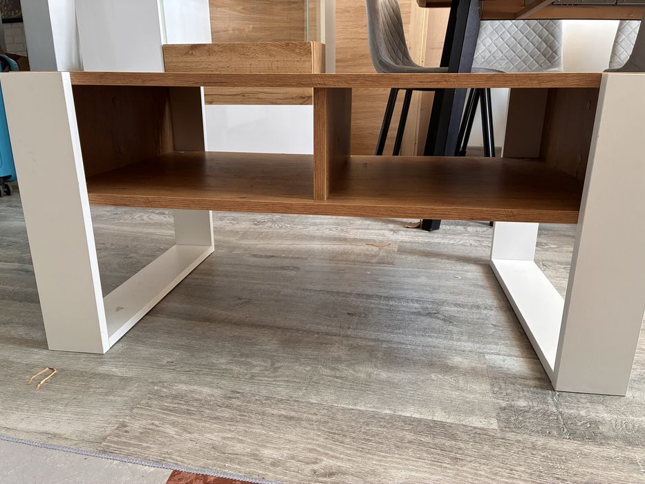 Komplet mebli salon ława wityna białe i dąb
