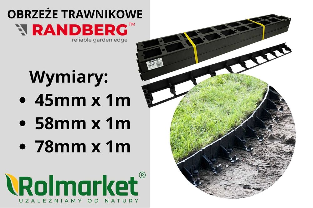 Obrzeże plastikowe BORD RANDBERG czarne 45/58/78mm krawężnik wysyłka