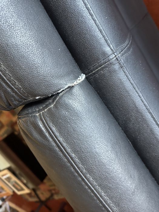 Sofá pele 3 lugares preto para recolha charneca
