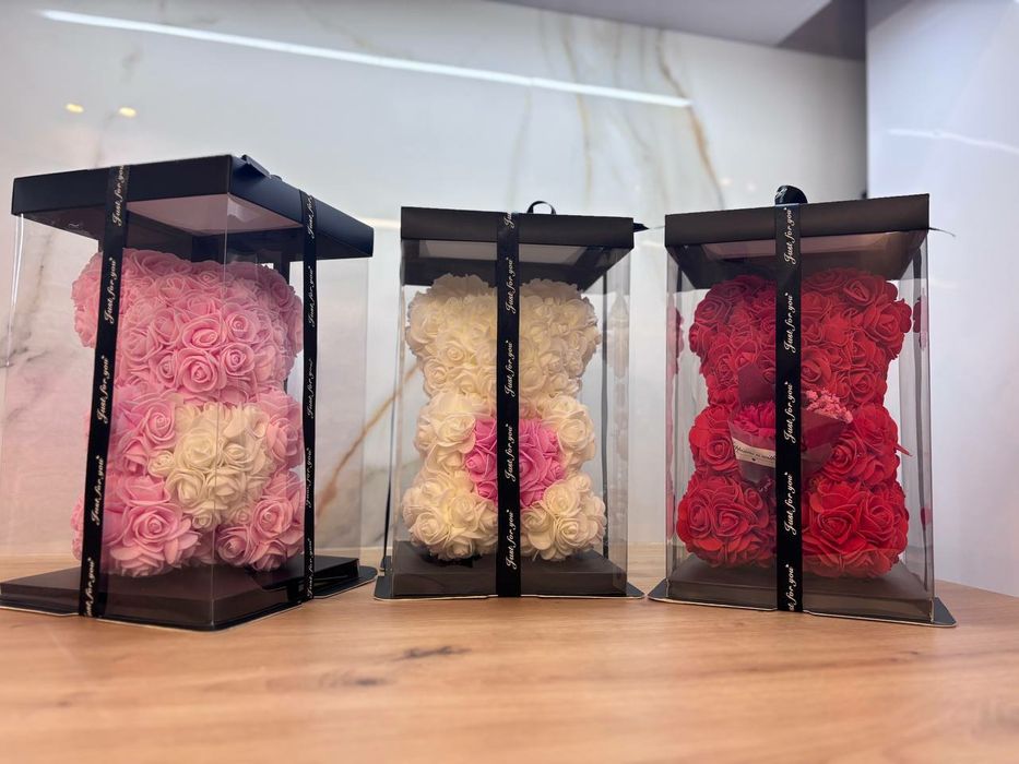 Ведмедик з троянд. Подарунок дівчині, мамі, доньці, бабусі. Мишка роз