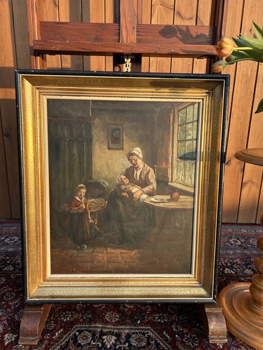 Obraz w drewnianej ramie, matka z dziećmi #9037 Stylowy Węgrów