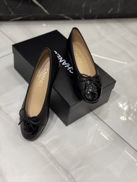 Baleriny Chanel black leather