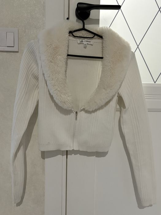 Кофточка розовая, кофточка с воротником пушистым в стилі y2k