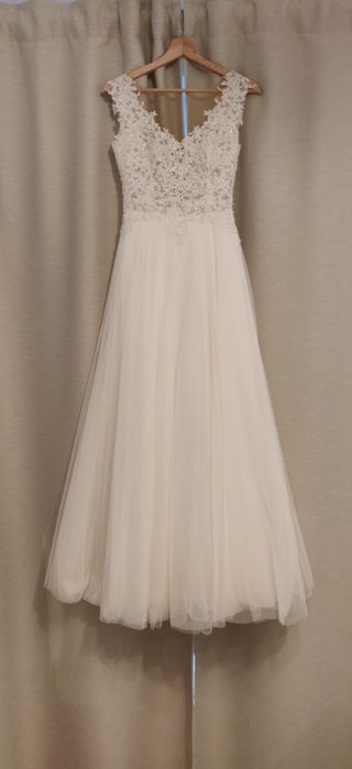 Suknia ślubna r. 34 36 kość słoniowa Stella Estelle + welon