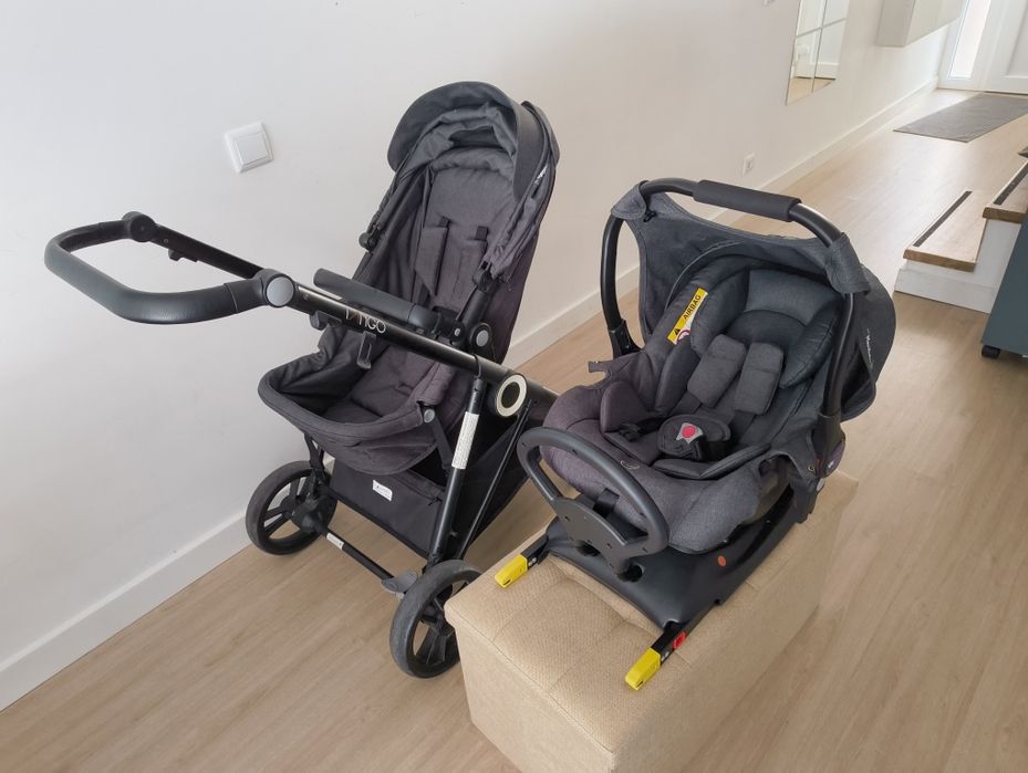Carrinho de Bebé MAXIBABY Tango Duo, cor Cinza, inclui Base Isofix