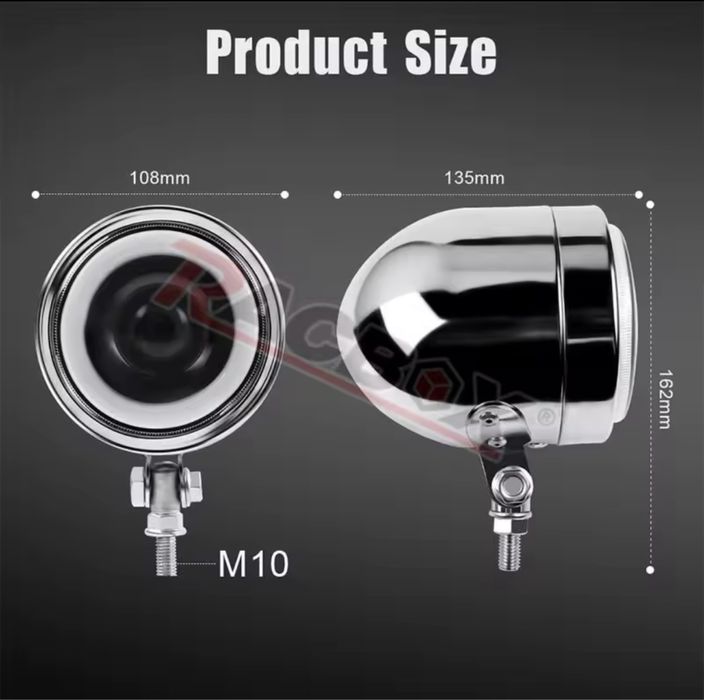 Фара лед хром мотоцикл/ фара Angel Eyes лед/стопсигнал хрест/габарити