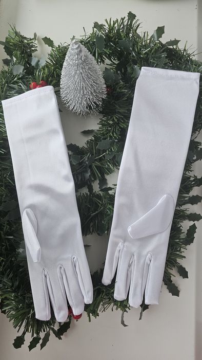 Дитячі білі чорні довгі вечірні рукавички театральні святкові до сукні