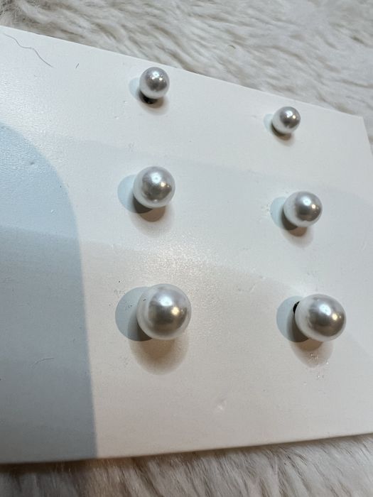 Kolczyki zestaw 3 par perełki perły korale koraliki minimalizm classy