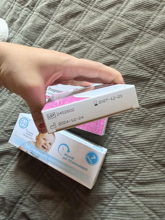 2 testy ciążowe + 1 test owulacyjny – nowe, nieotwierane