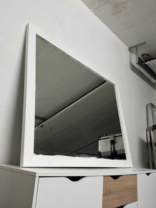 Espelho Grande Madeira Branco 1,30cm X 1,05cm