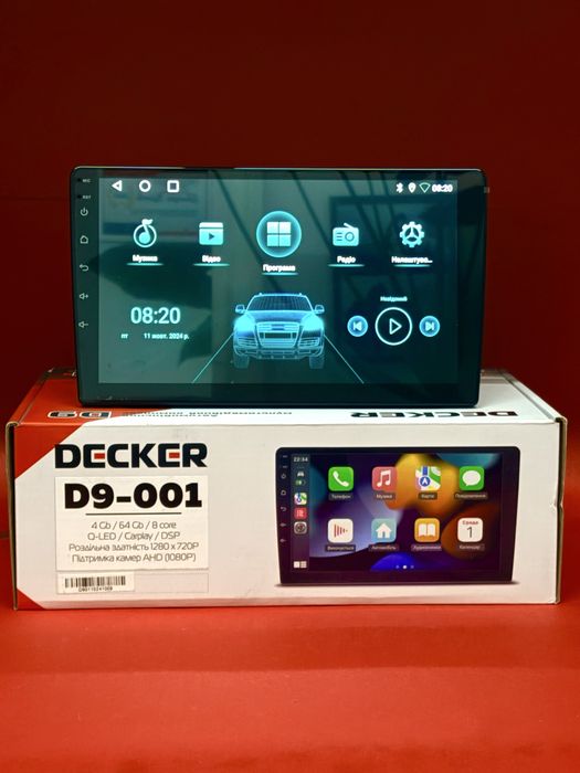 Автомагнітола Decker D9-001 4/64GB | 9” QLED | CarPlay / Android Auto