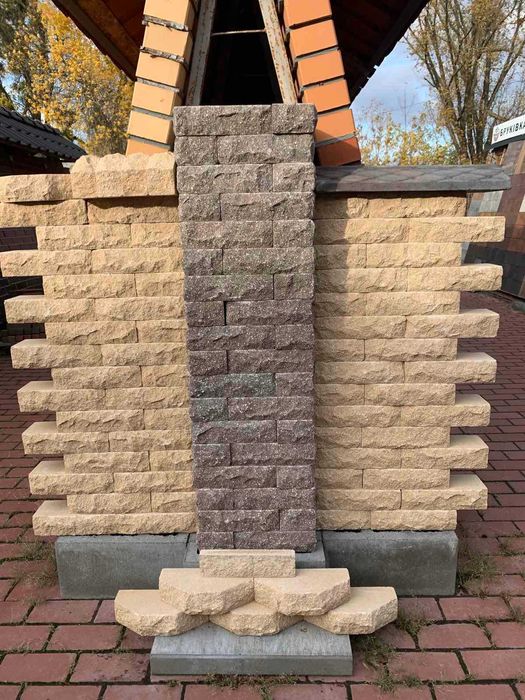 Цегла для паркану рвана під камінь, цегла гіперпресована, цегла скеля