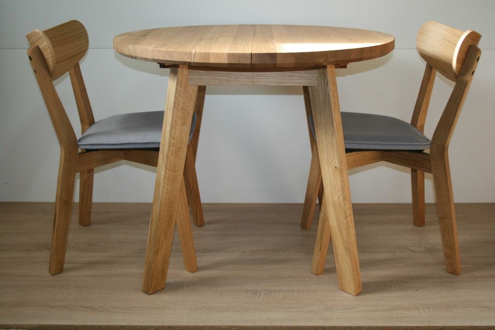 Stół okrągły dębowy rozkładany ( lity dąb) LOFT